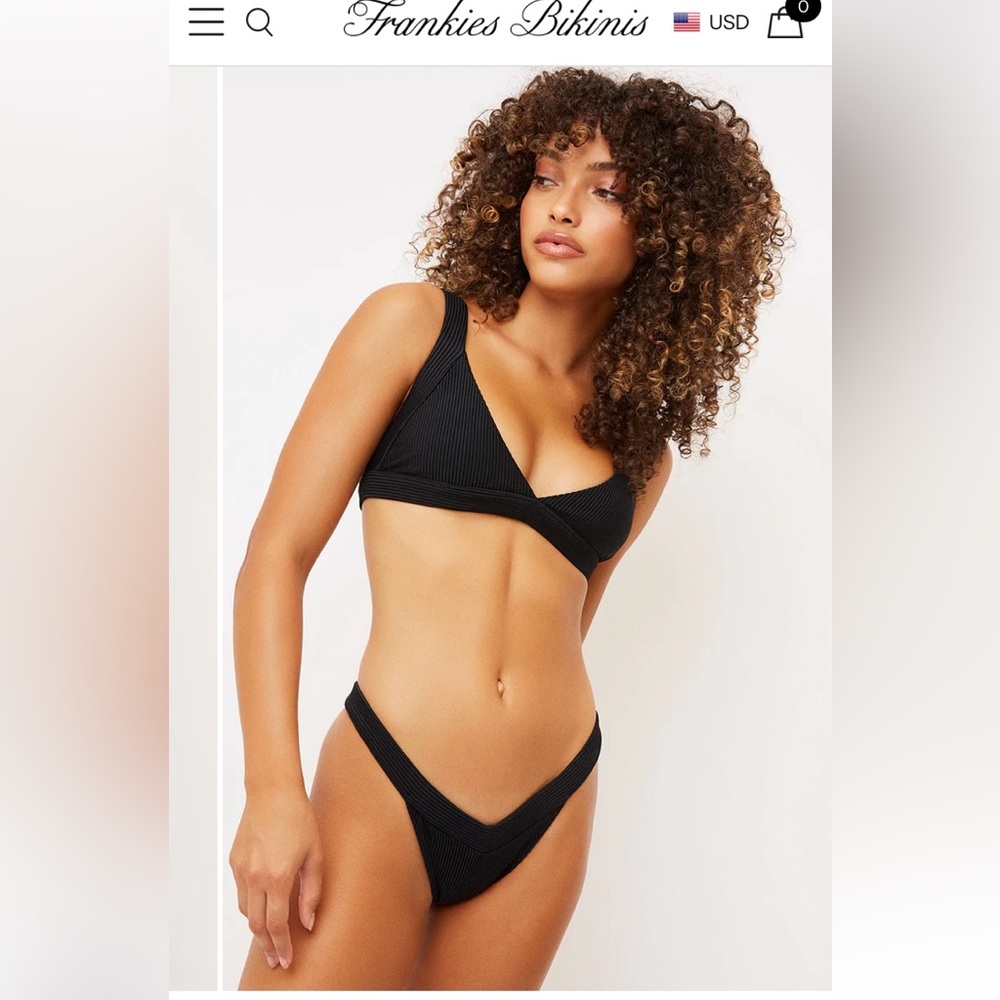Frankie’s Bikini black ribbed bottoms medium. Selling top in separate listing